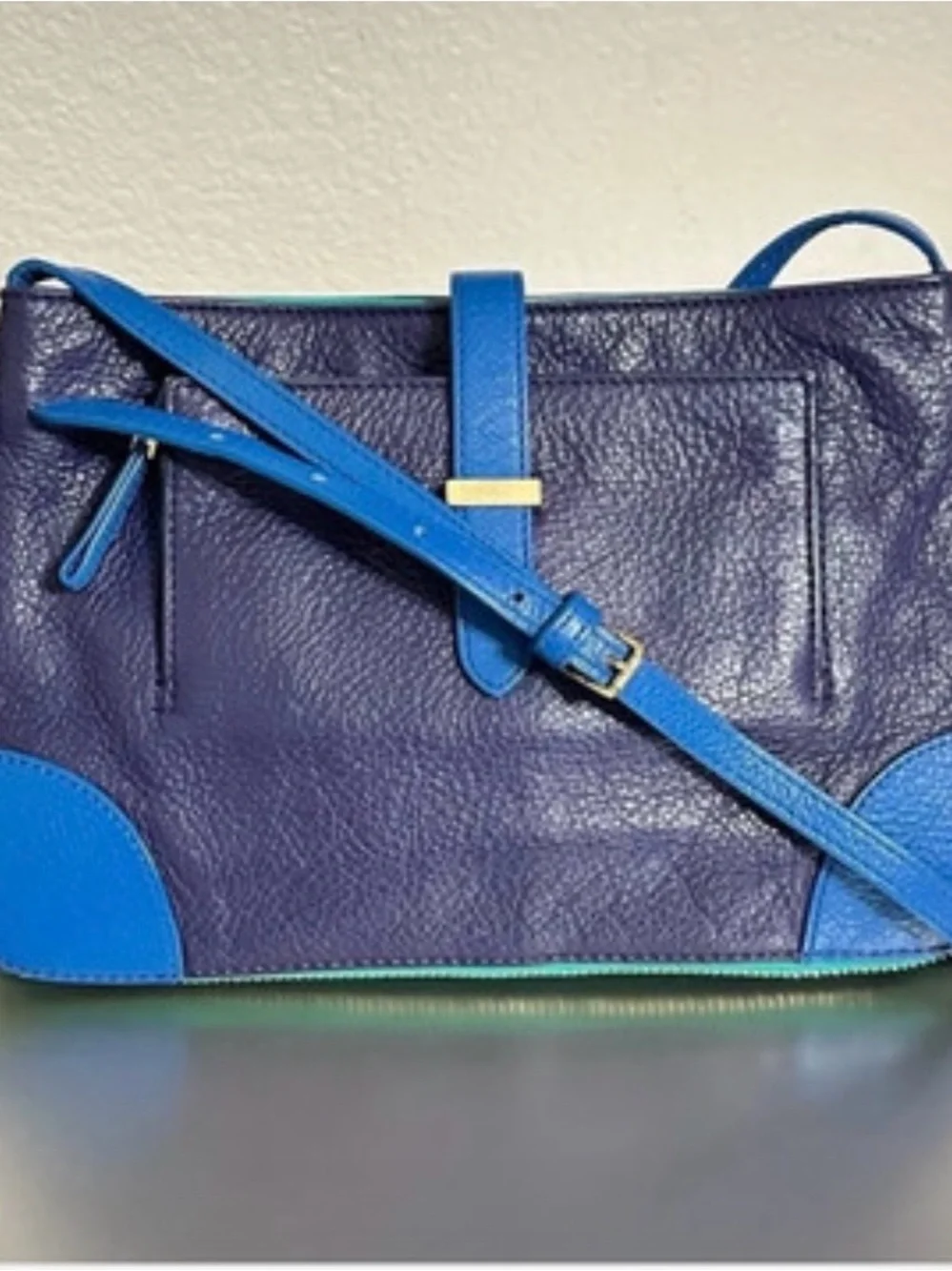 Tory Burch Two-Tone Navy and Bright Blue Leather Crossbody